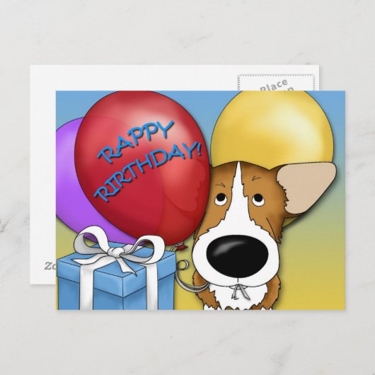 Corgi Birthday Briefkaart (Voorkant / Achterkant)