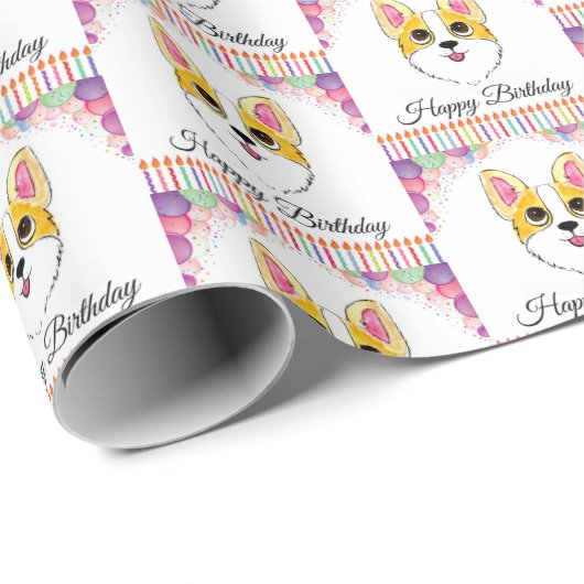 Corgi Birthday Cadeaupapier (Rol Hoek)
