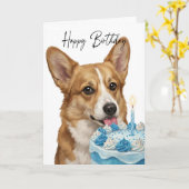 Corgi Birthday Cake Inspector Kaart (Gele Bloem)