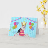 Corgi Birthday Holiday Card Kaart (Gele Bloem)