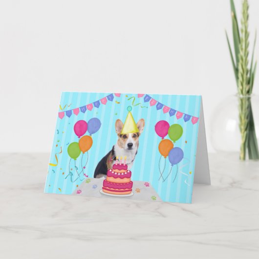 Corgi Birthday Holiday Card Kaart (Voorkant)