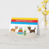 Corgi Birthday Kaart (Gele Bloem)