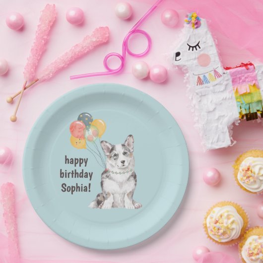  Corgi Birthday Party Bedankt Papieren Bordje (Feest)