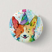 Corgi Birthday Party Button (Voorkant)