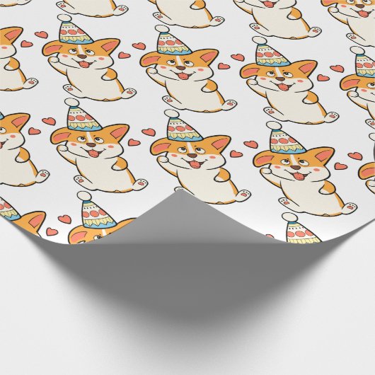 Corgi Birthday Party Cadeaupapier (Hoek)