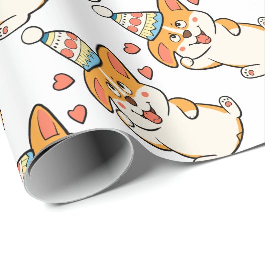 Corgi Birthday Party Cadeaupapier (Rol Hoek)