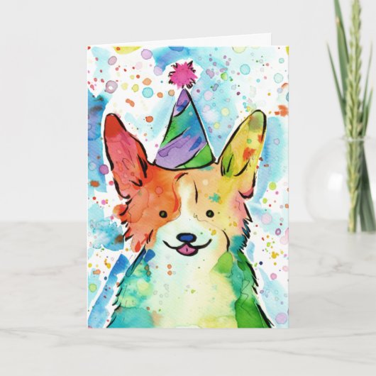 Corgi Birthday Party Kaart (Voorkant)