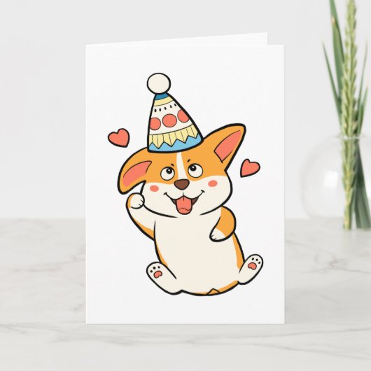 Corgi Birthday Party Kaart (Voorkant)