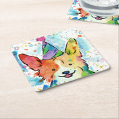 Corgi Birthday Party Kartonnen Onderzetters (Schuin)