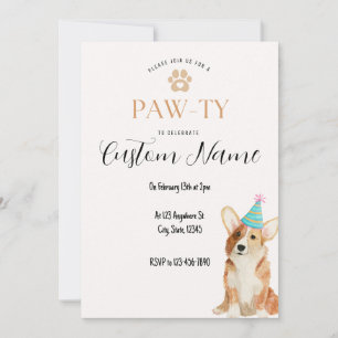 Corgi Birthday Paw-ty Kaart