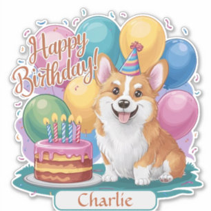 Corgi Birthday Sticker