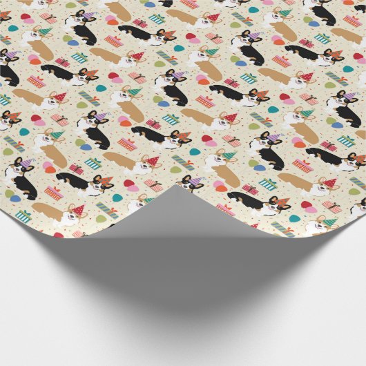 Corgi Birthday-verpakkingspapier Cadeaupapier (Hoek)