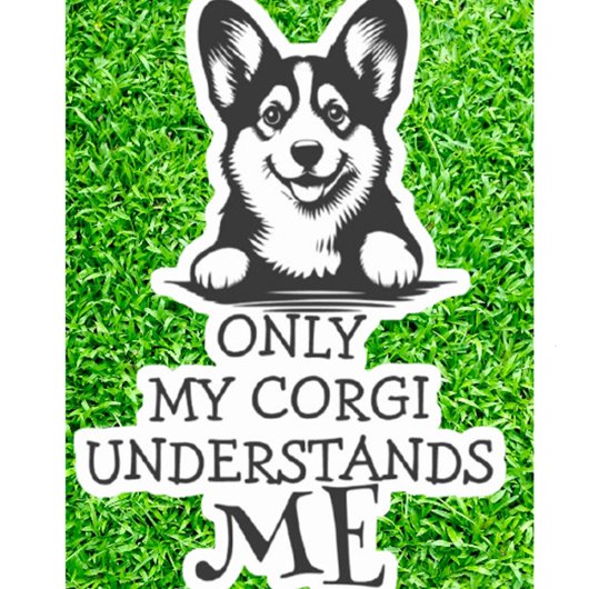 Corgi Black and White begrijpt me thema Sticker