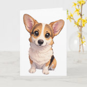 Corgi Blank Card  Kaart (Gele Bloem)