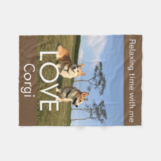 corgi blanket blue sky fleece deken (Voorkant (Horizontaal))