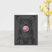 Corgi Blowing Bubble Gum Funny Dog Cartoon Meme  Kaart (Gele Bloem)