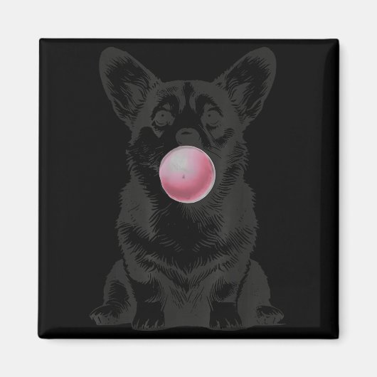 Corgi Blowing Bubble Gum Funny Dog Cartoon Meme  Magneet (Voorkant)