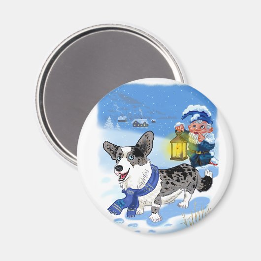 Corgi blue merle magneet (Voorkant / Achterkant)