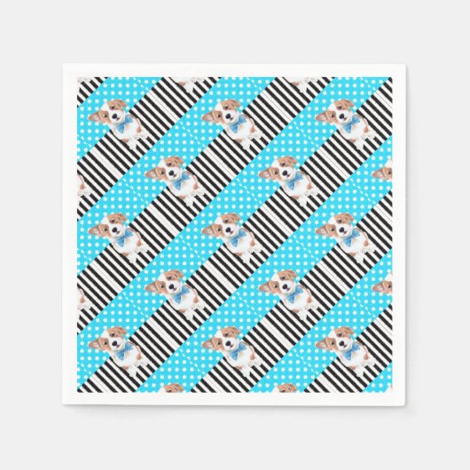 Corgi Blue Pattern Servet (Voorkant)