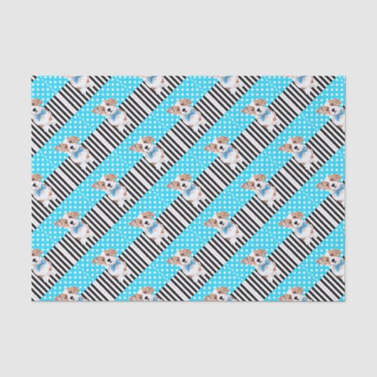 Corgi Blue Pattern Tissuepapier (Voorkant)