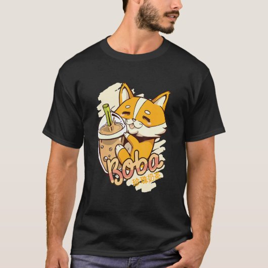Corgi Boba Bubbel Melk Thee Grafisch T-shirt (Voorkant)