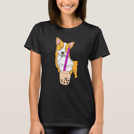Corgi Boba Melk Thee Bubble Thee Mp T-shirt (Voorkant)