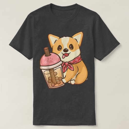 Corgi Boba Tea Milk Tea Anime Kawaii T-shirt (Design voorkant)