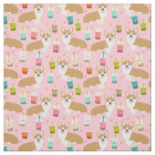 corgi boba tea roze kawaii stof (Swatch)