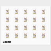 Corgi Boeken Bloemen Ronde Sticker (Vel)