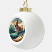 Corgi Brandsurfen Schilderen Keramische Bal Ornament (Rechts)