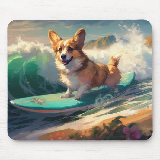 Corgi  Brandsurfen Schilderen Muismat (Voorkant)