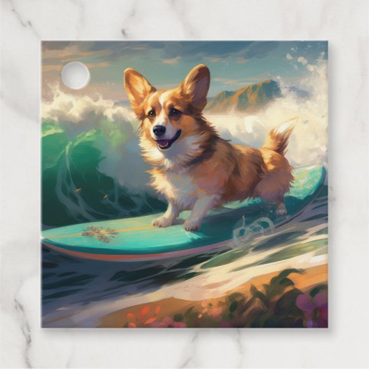 Corgi Brandsurfen Schilderij Bedankjes Labels (Voorkant)