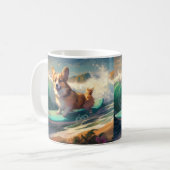 Corgi  Brandsurfen Schilderij Koffiemok (Voorkant links)