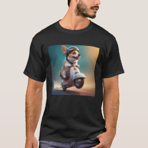 Corgi Bromfiets Road Trip Speed Avontuurlijke Hond T-shirt