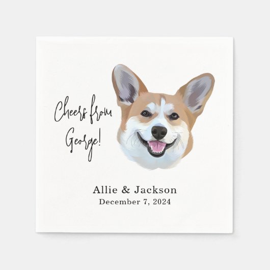 Corgi bruiloft partij aangepaste cocktail servette servet (Voorkant)