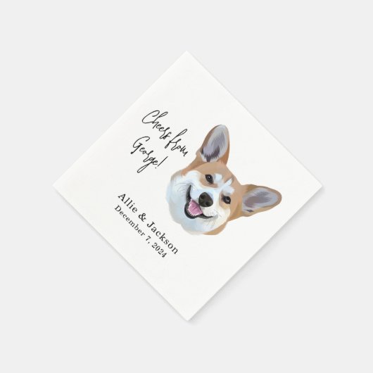 Corgi bruiloft partij aangepaste cocktail servette servet (Hoek)