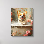 Corgi Bubbelbad Plezier Canvas Afdruk (Voorkant)