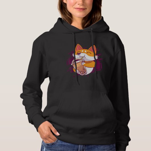 Corgi Bubble Tea Bobas Corgi Hoodie (Voorkant)
