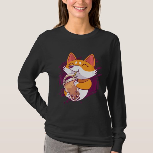 Corgi Bubble Tea Bobas Corgi T-shirt (Voorkant)