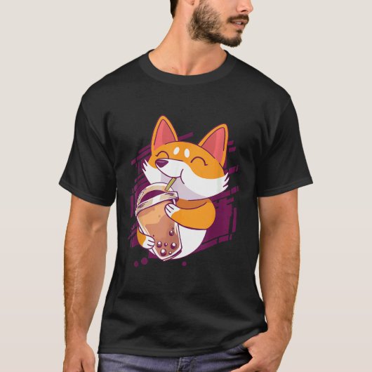 Corgi Bubble Tea Bobas Corgi T-shirt (Voorkant)