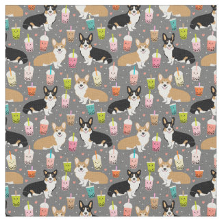 Corgi bubble tea fabric - donker stof