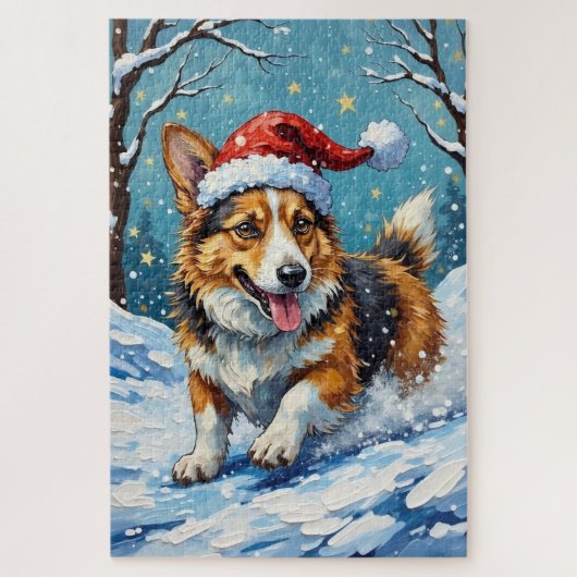 Corgi Buik Glijdende Kerst Pret Hoed Legpuzzel (Verticaal)