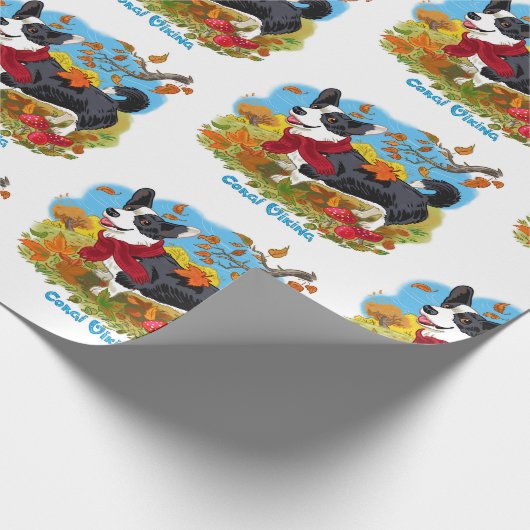 Corgi buiten, inpakpapier (Hoek)