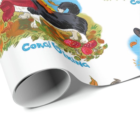 Corgi buiten, inpakpapier (Rol Hoek)