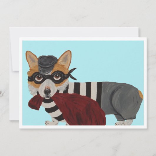 Corgi Burglar Invitation Kaart (Voorkant)