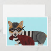 Corgi Burglar Invitation Kaart (Voorkant / Achterkant)