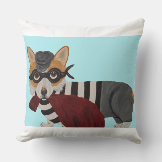 Corgi Burglar Throw Pillow Kussen (Voorkant)