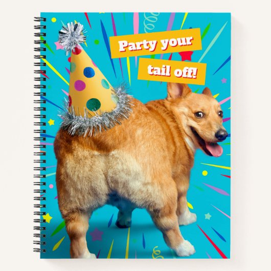 Corgi Butt Birthday Hat Notitieboek (Voorkant)