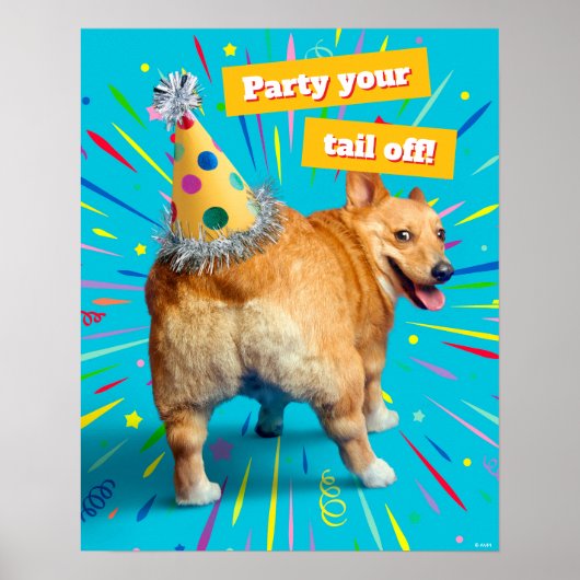 Corgi Butt Birthday Hat Poster (Voorkant)