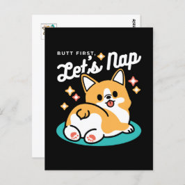 Corgi Butt en Nap Vibes - Schattigee slapende hond Briefkaart